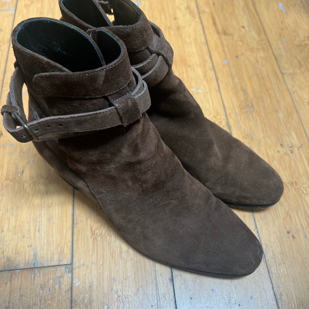Yves Saint Laurent Brown Suede Ankle Boots